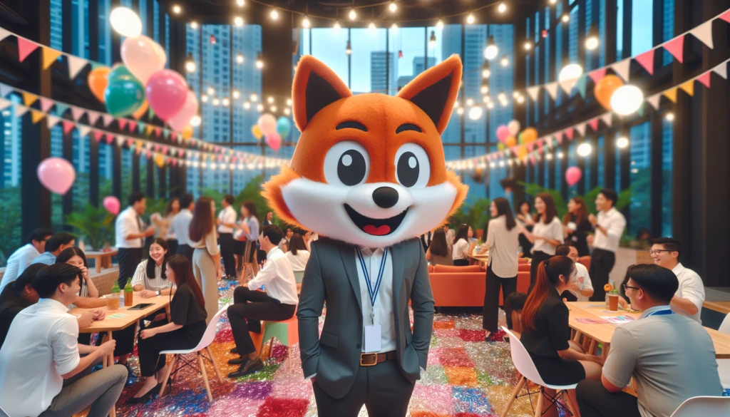 mascotte d'entreprise pour événement d'entreprise